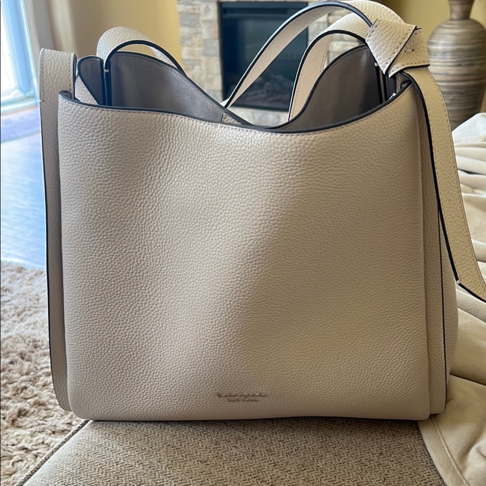 Kate Spade Cream Textured Leather Shoulder Bag